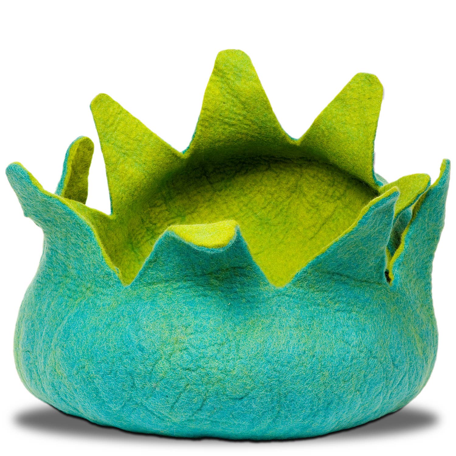 Dharma Dog Karma Cat - Aqua/ Green Petal Wool Pet Basket: 14"
